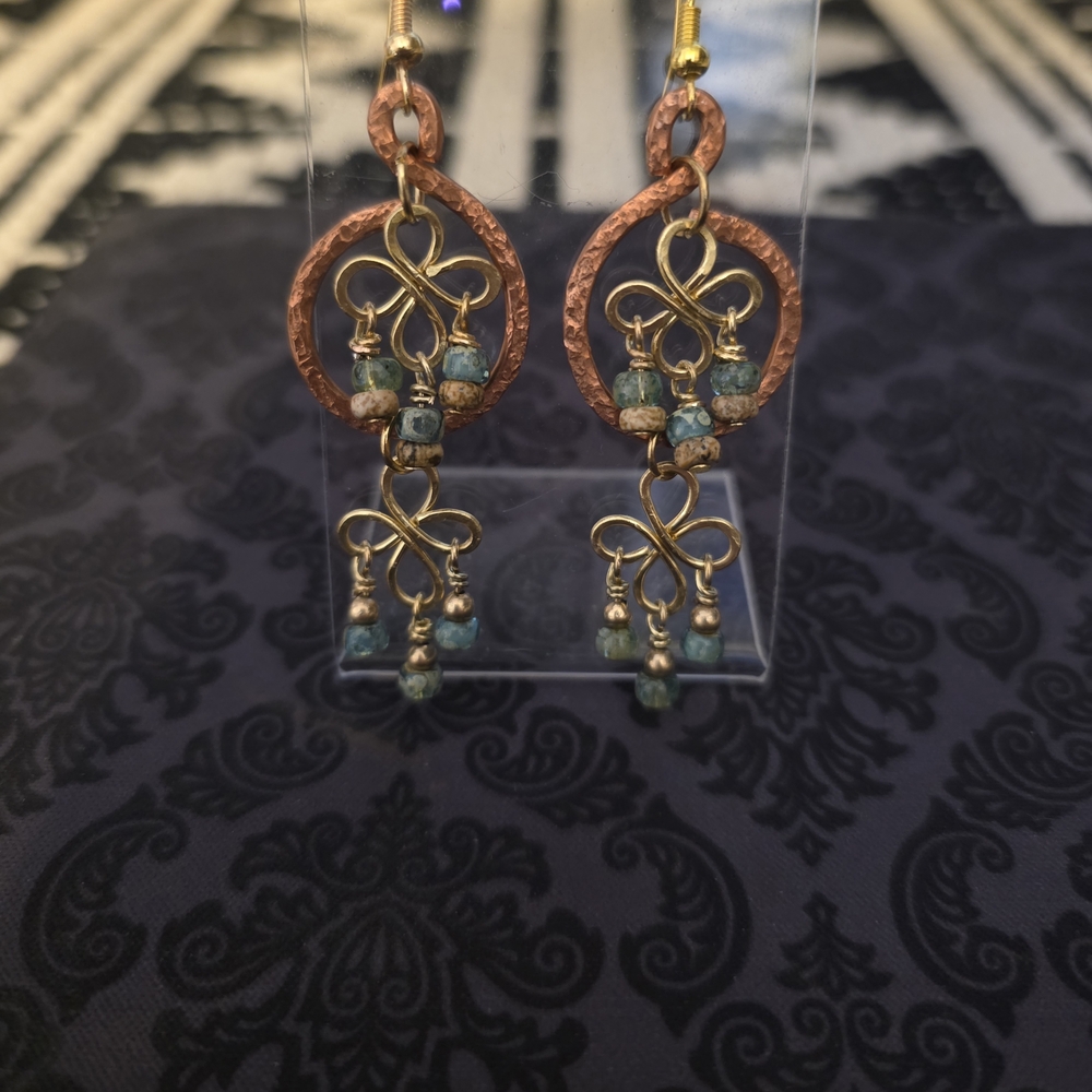 Handcrafted Copper and Turquoise Dangle Earrings - Women Jewelry
